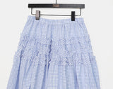 Leyou Frill Tiered Banding Long Skirt