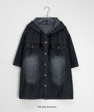 [unisex] Ryuhu Vintage Denim Hood Short Sleeve Shirt