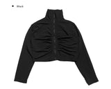 Noki shirring zip-up jacket