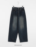 Vamoni Stripe Ribbed Washing Wide Denim Pants