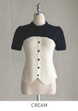Rosven color matching collar short sleeve knit