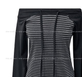 Five Strap Off Shoulder Stripe Long Sleeve