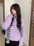 Wend Wool Bokashi Pastel Loose Fit Round Knit