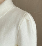 Inelli Shirring Collar Knit Pearl Cardigan