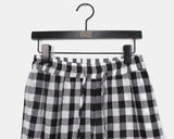 Khark Checkered Pintuck Banding Long Wide Pants