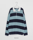 [unisex] Hokine Stripe Over Collar Knit