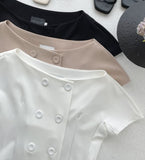 Denlua Double Button Jacket Blouse