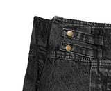 Dezo Black Denim Pleated Skirt
