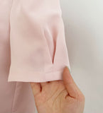 Kain Puff Color Matching Tie-Neck Short Sleeve Blouse