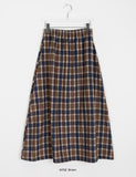 Milty banding hairy brushed check long skirt