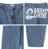 Servant Print Denim Pants