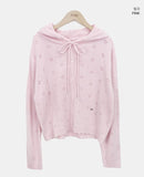 Mamel Punching Hooded Knit Cardigan