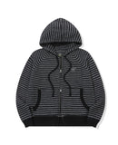 Cat Stripe Hood Knit Zip-Up