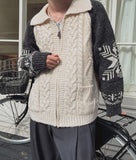 Bomb Cowichan color matching knit zip-up