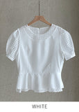 Ravidol See-through Check Puff Blouse