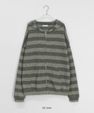 [unisex] Keben Stripe Over Knit Hood Zip-Up