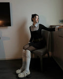 See-through two-tone knee-high socks