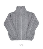 THICKLY CABLE KNIT ZIP-UP