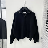 Lambswool Knit Turtle Zip-up