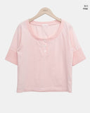 Viet Button Point Color Short Sleeve T-shirt