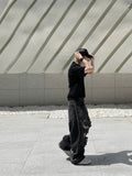 Ripped vintage damage black denim