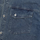 Ruff unbalanced pocket denim short sleeve shirt