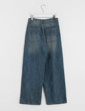 Delibe Pintuck Wash Wide Denim Pants