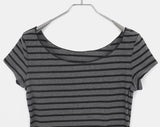 Anzo Stripe Off-Shoulder Short Sleeve T-Shirt