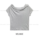Clothi Solid Crop Short Sleeve Hoodie