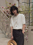 Berry boucle short sleeve cardigan