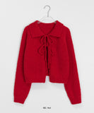 Koneli ribbon collar knit cardigan