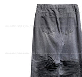 Hidden String Embo Coated Oil Denim Pants