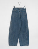 Pemeon cut washed wide denim pants