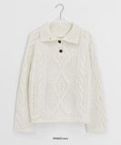 Hyoro Button High Neck Cable Knit