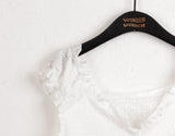 Roba Embossed Pearl Button Short Sleeve Blouse