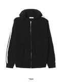 HAIRY LINE KNIT HOOD ZIP-UP