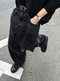 Cut-off wide denim pants