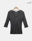 Lopon Ribbed Three Quarter T-shirt
