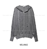 Via See-through Knit Hood Zip-up