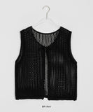 Ririna Ribbon Layered Punching Knit Vest