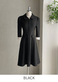 Syubel Collar Flared One Piece (Belt set)