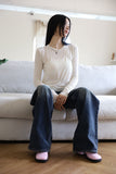 Incision line wide denim