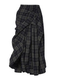 Asymmetrical Draped Layered Long Skirt