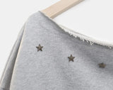 Tempu Star Studded Sleeve Shirred Off-Shoulder Sweatshirt