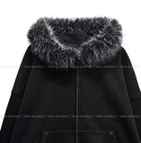 Cor Stud Trimming Fur Warmer Hood Zip-Up