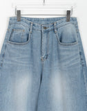 Tzuiti Cat Washing Light Blue Wide Denim Pants