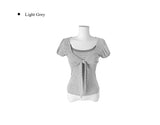Asso Stripe Lace Puff Bolero Slim Short Sleeve T-Shirt