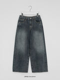 Dronghin Dart Washing Denim Wide Pants