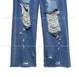 Vent relief damage wide denim