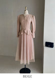 Crete color matching pleated tulle one-piece